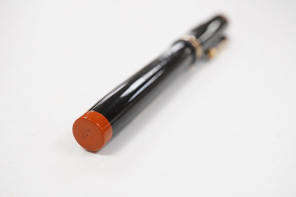 John Holland 'Jewel' fountain pen, lever fill model with gold filled cartouche on back of cap